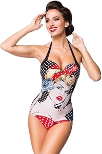 Wunderschöner Pin Up Vintage Neckholder Badeanzug