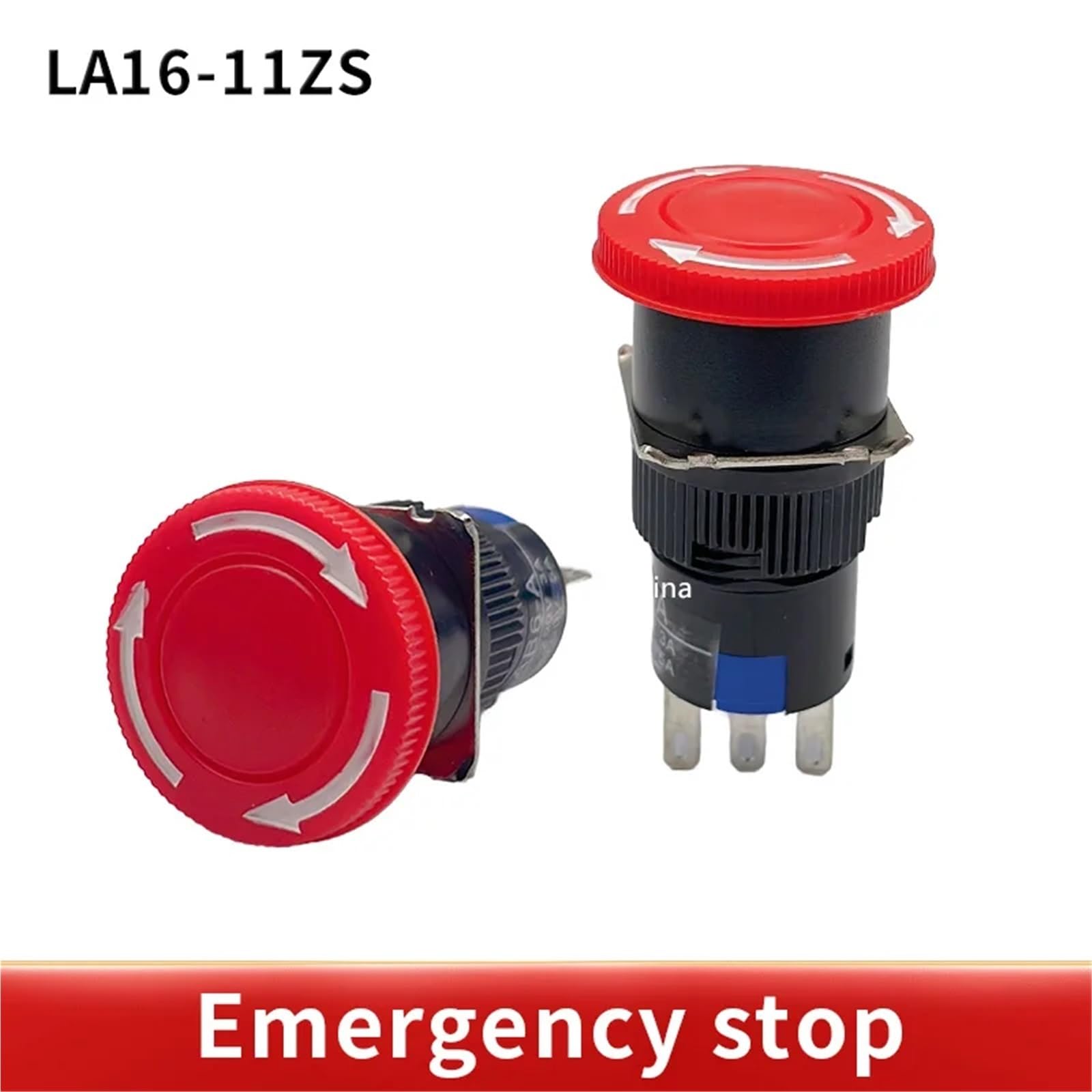 Bouton-poussoir d'arrêt d'urgence en forme de champignon rouge, 2 pièces, DC 30V 3A/AC 250V 1A