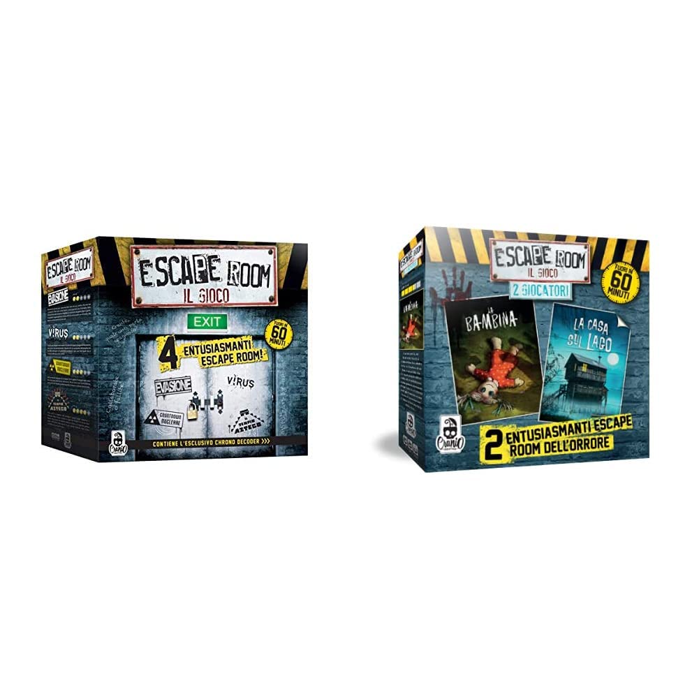 Cranio Creations Escape room-Gioco da Tavolo, Multicolore, CC111 & Escape Room 2 Giocatori Horror CC273, Blu + Giocatori Horror CC273
