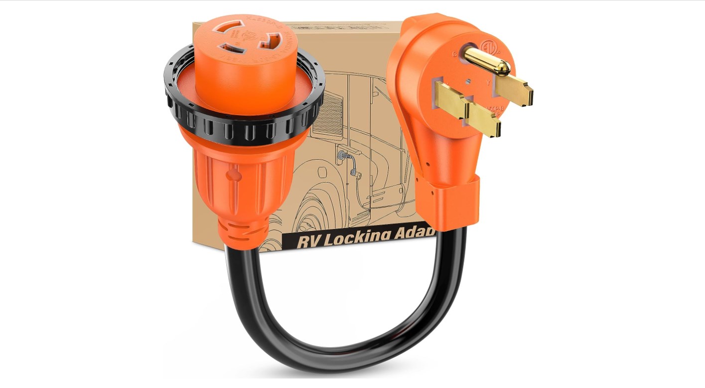 Image of Nilight RV Locking Adapter Cord 50 Amp to 30 Amp Pure Copper Heavy Duty Dog Bone Plug 10 Gauge Wire 14-50P to L5-30R 50M /30F Weatherproof Cord for RV Camper Caravan Van Trailer