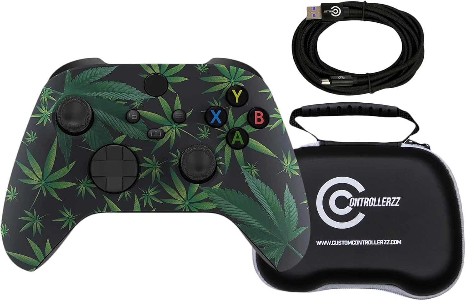 Custom Controllerzz Weeds Controller Bundle – Includes Weeds Custom Wireless Controller for Xbox Series X/S, Xbox One, PC & Braided USB-C Cable & Universal Protective Case