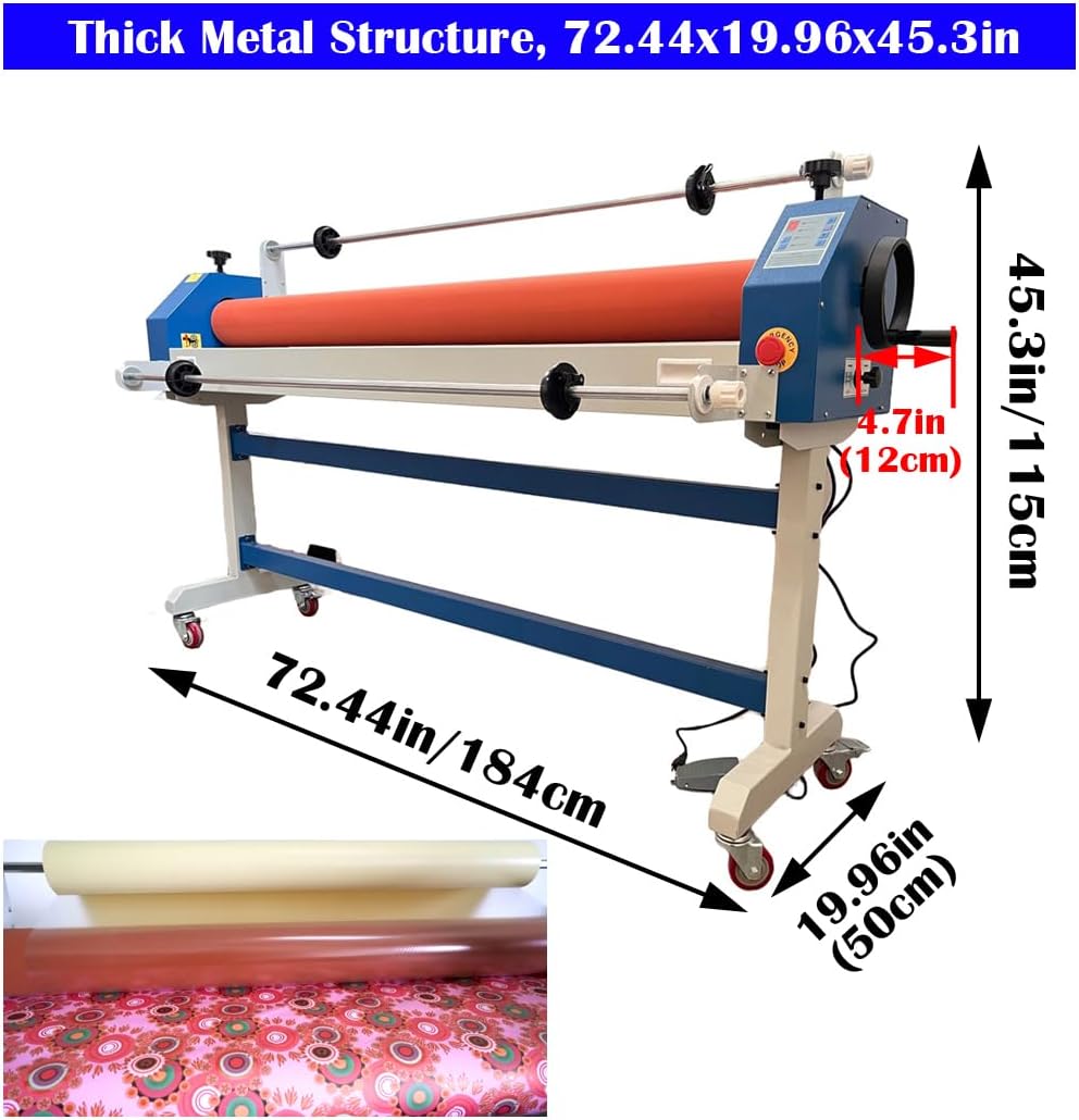 63in Electric/Manual Cold Laminator with Film Release Rod, Dual Operation Cold Laminating Machine,1in Laminating Thickness, Wide Format Cold Roll Laminating for Office & Professional Use