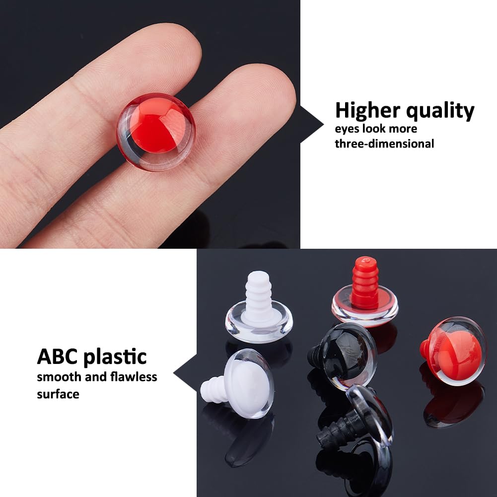 SUPERFINDINGS 48 Stück 3 Farben Sicherheitsaugen Häkelaugen 3D Klar Puppenaugen Runde Handwerk Häkelaugen mit Unterlegscheiben Stofftieraugen für DIY von Puppen Bär Plüsch Tier Amigurumi