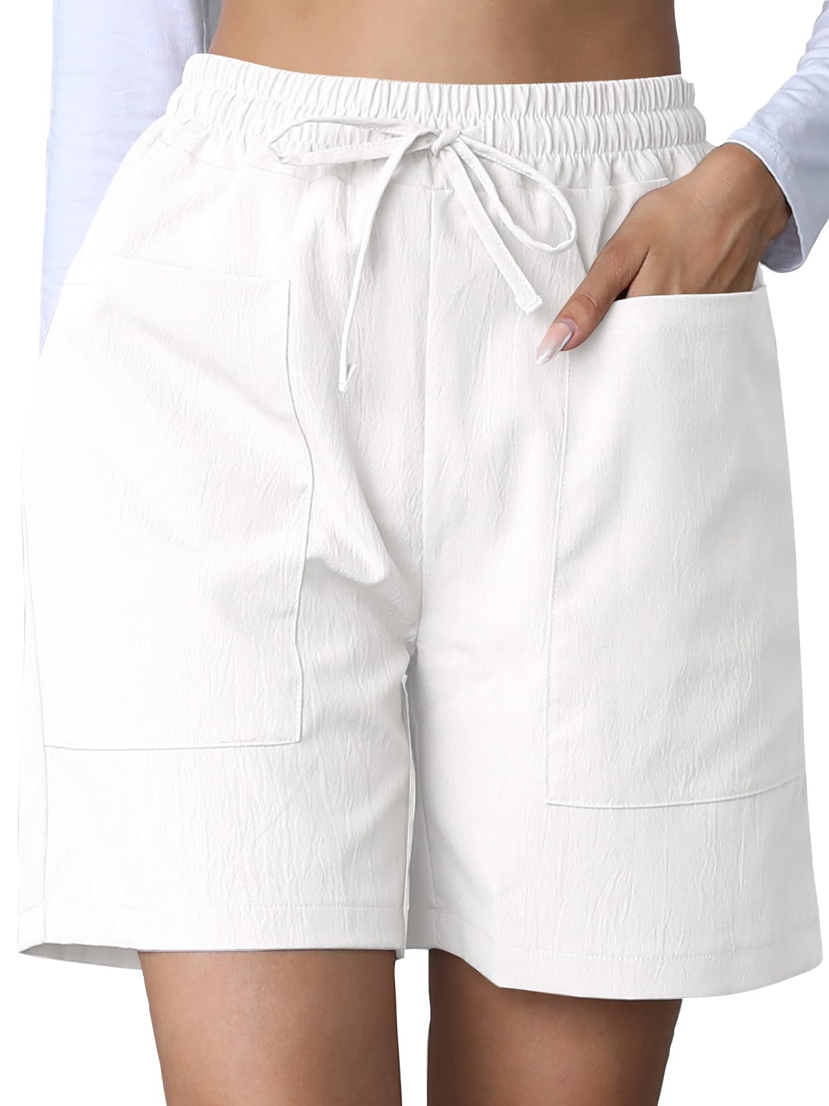 Vcindai Damen Sommer Shorts Kurz Hose Bermuda Short Sporthose mit Gummizug und Taschen