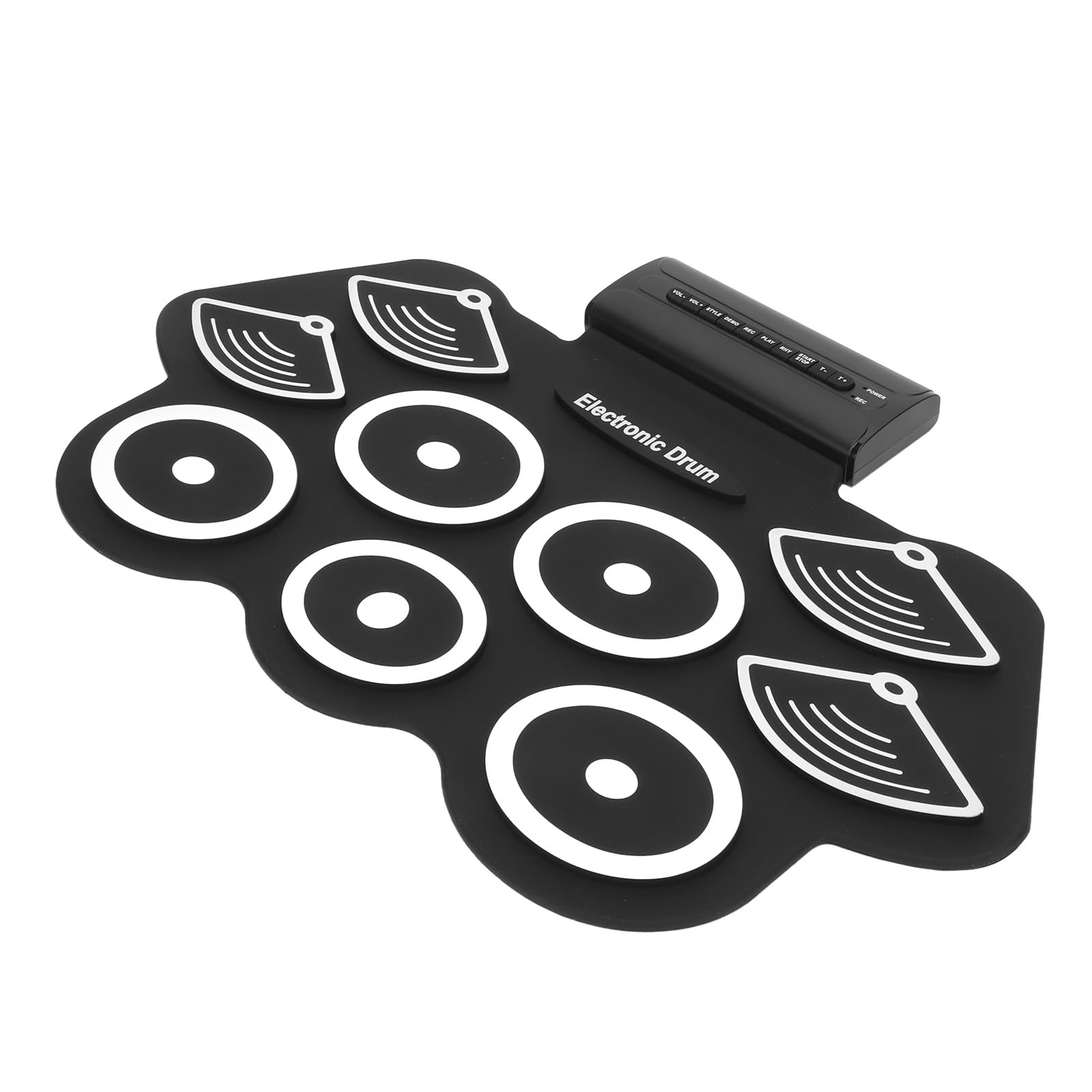 VBESTLIFE Juego de Batería Electrónica, 9 Almohadillas Enrollables, Batería Midi Portátil Recargable con Pedales, Sorpresa de Cumpleaños para Niños (Enchufe de la UE)