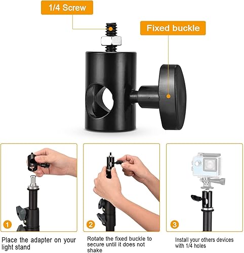 Vista 3 de Adaptador de soporte de luz de 4 piezas, adaptador rápido de aluminio convertido con tornillo de 1/4 pulgadas, soporte de montaje DSLR, adaptador