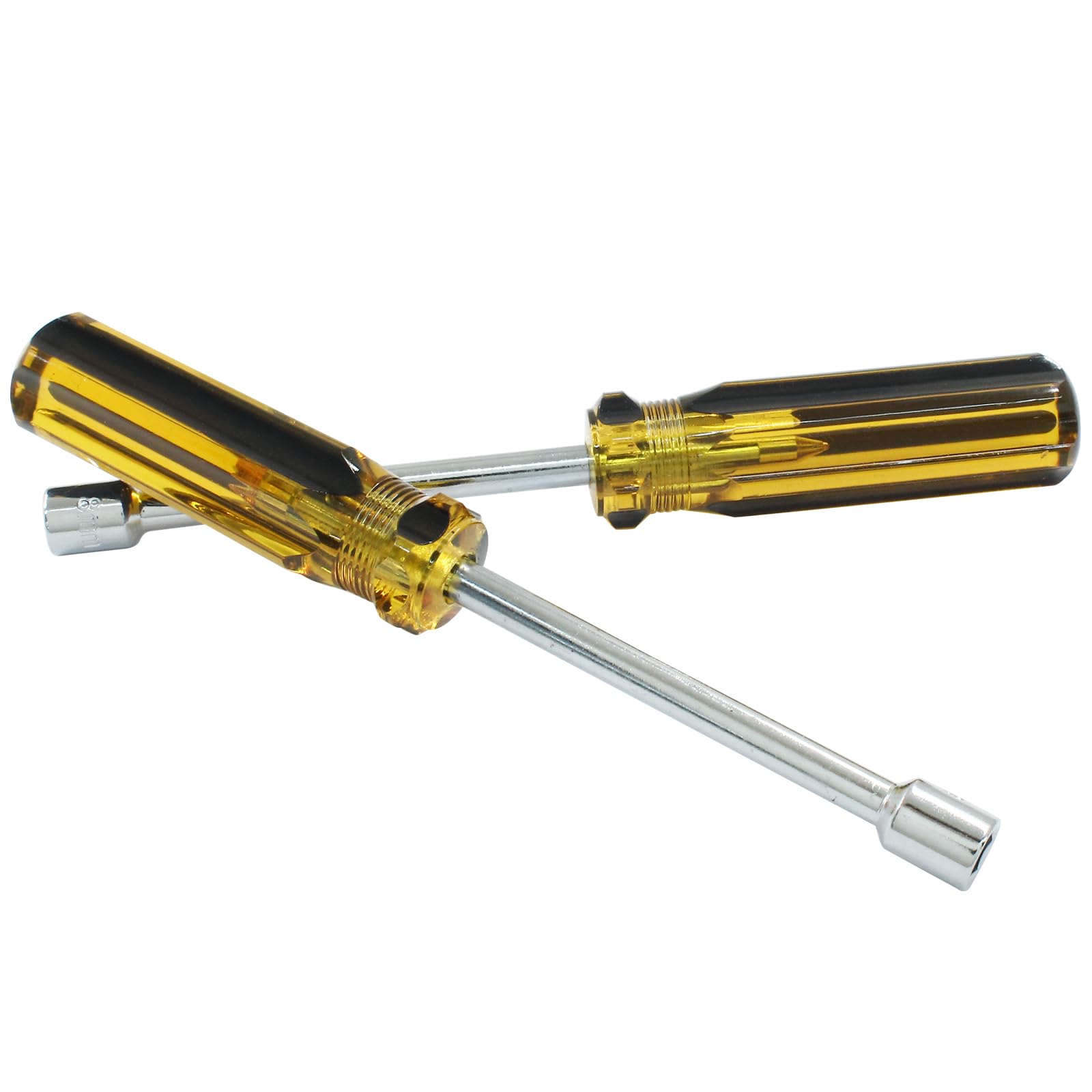 Murtenze 8MM Socket Wrench Screwdriver, 2 Pack Hex Socket Wrench Carbon Steel Hexagon Nut Screwdriver Hand Tool for Repairs(Non-Magnetic Tip)