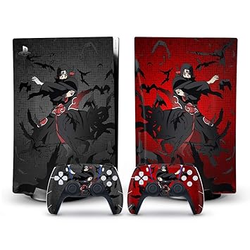 Mmoptop PS5 Skin Itachi for Playstation 5 Disc Edition with Console and Dualsense Controller Full Set - Anime
