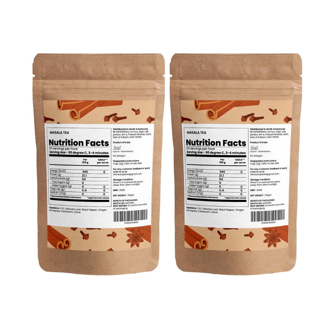 Tea n Petals Assam Masala CTC | Strong Indian Masala Chai with Premium Tea Powder (Pack of 2, Assam Masala Tea) 1