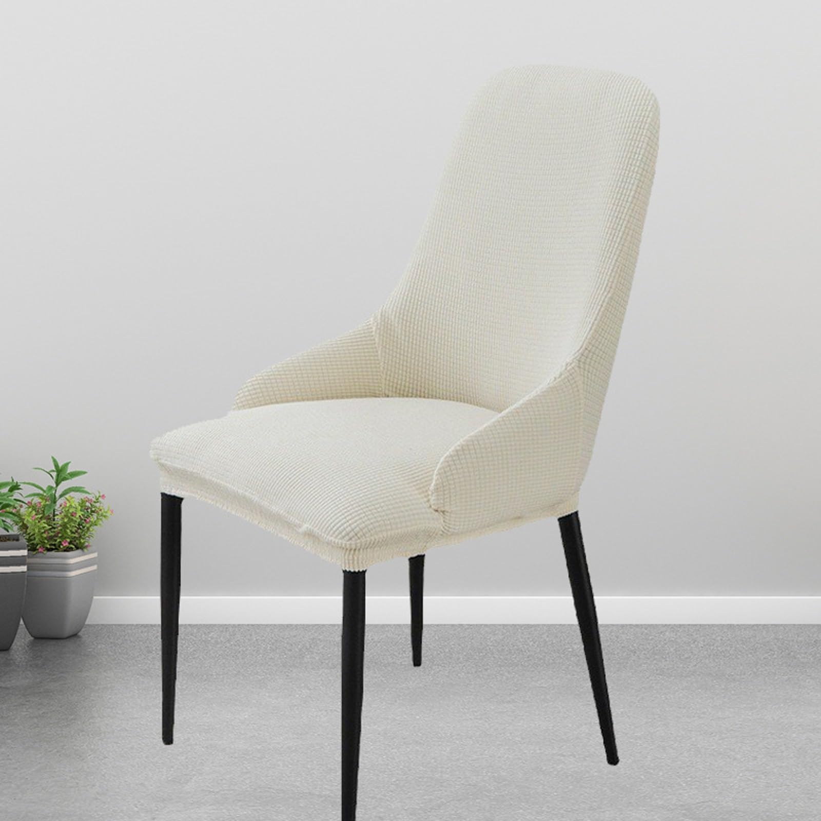 Housses de chaise dossier haut off-white lot de 2 pour salle à manger et cuisine