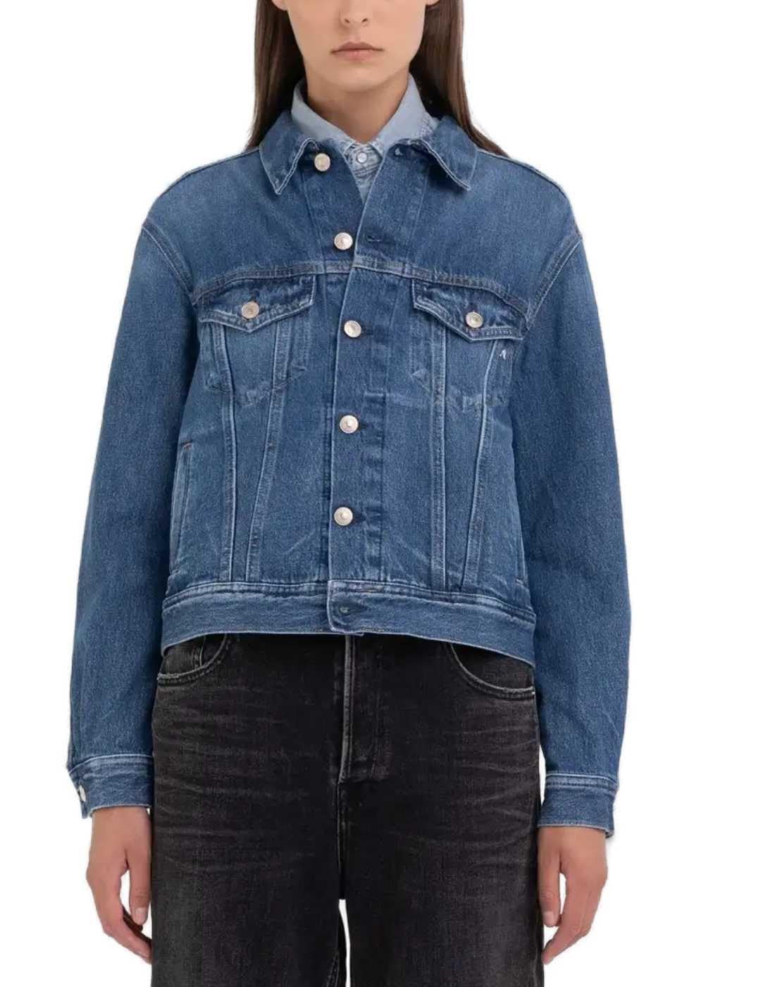 Replay women's cotton denim jacket, Medium Blue 009 (Blue), M