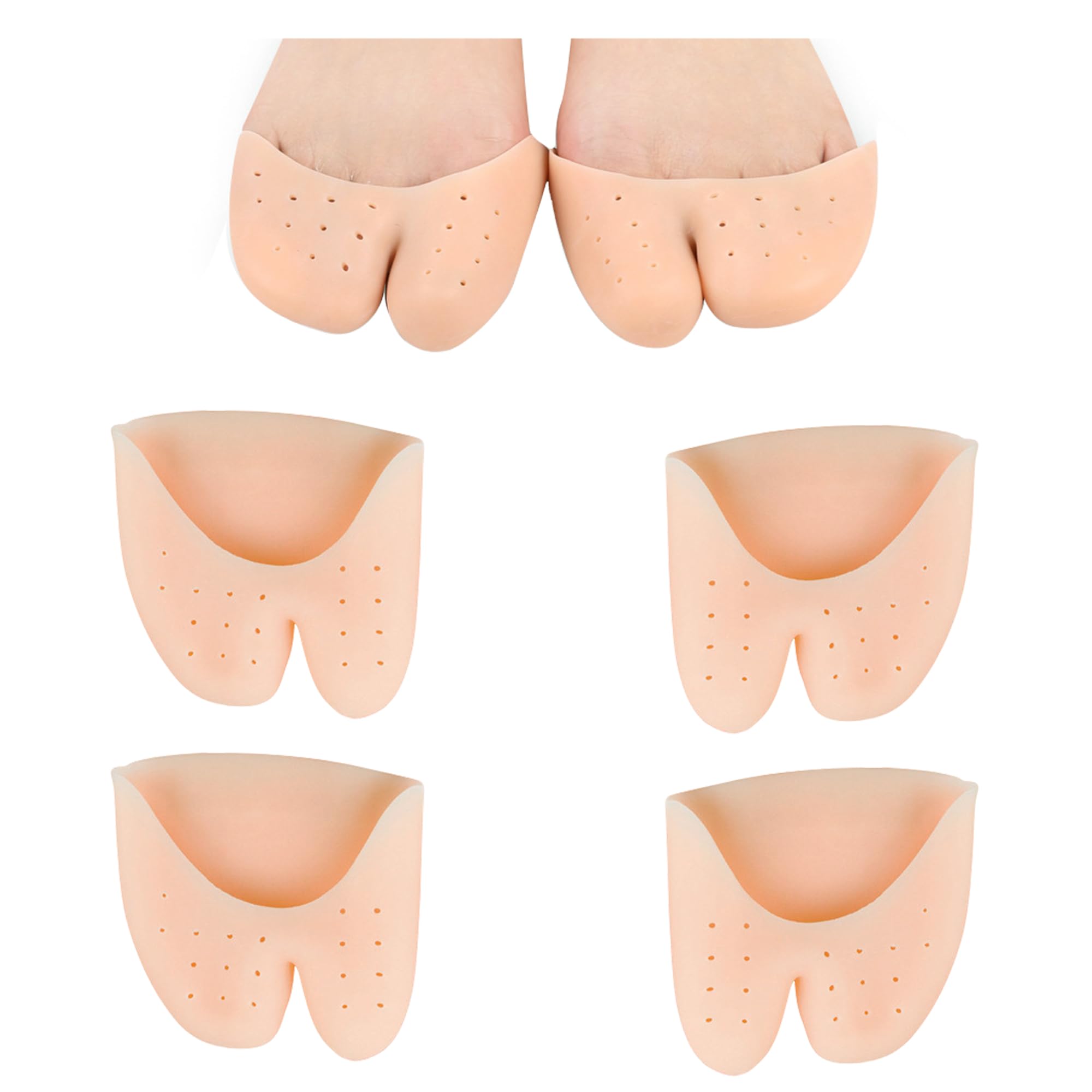 2 Pairs Gel Toe Caps Protectors Silicone Toe Sleeves Metatarsal Pads Ball of Foot Cushion Soft Forefoot Cushioning for Men Women Toe Sleeves Guards for Pain Relief