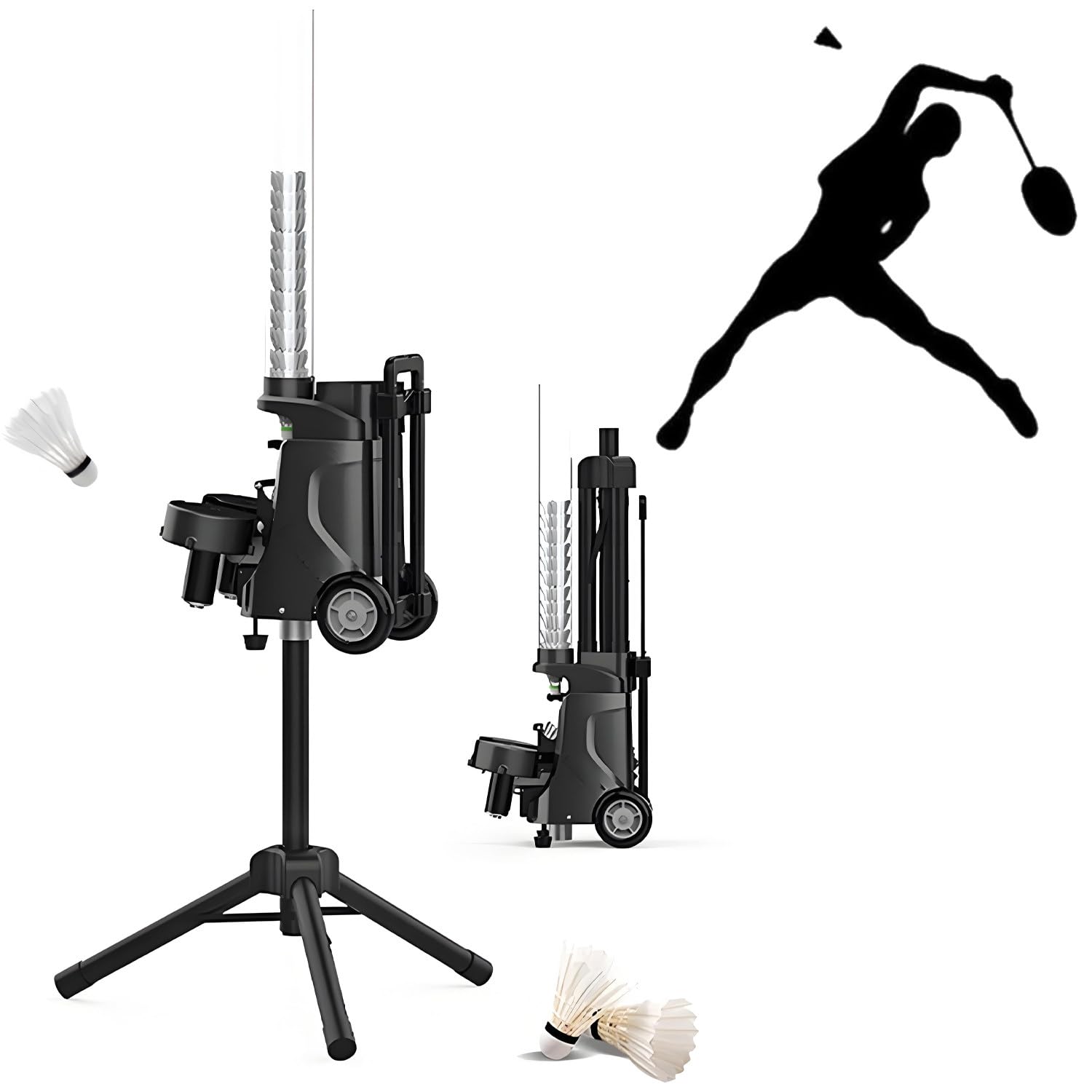 GLBMXDD Badminton Trainer Robot, Cordless Badminton Serving Machine, Automatic Shuttlecock Feeder, Support Variable Speed Deep&Shallow Ball, for Gym & School MiniPro