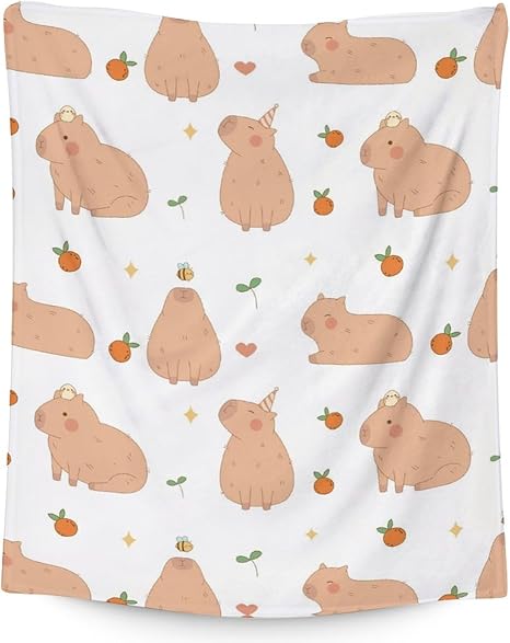 Blanket Gifts - 60"x80" Cute Throw for Boys, Girls - White Soft Fuzzy Blankets for Bed, Couch & Living Room