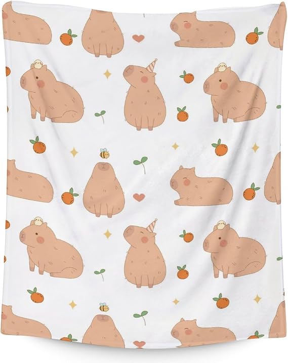 Blanket Gifts - 60"x80" Cute Throw for Boys, Girls - White Soft Fuzzy Blankets for Bed, Couch & Living Room