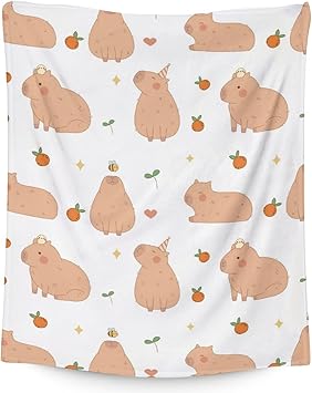 Blanket Gifts - 60"x80" Cute Throw for Boys, Girls - White Soft Fuzzy Blankets for Bed, Couch & Living Room