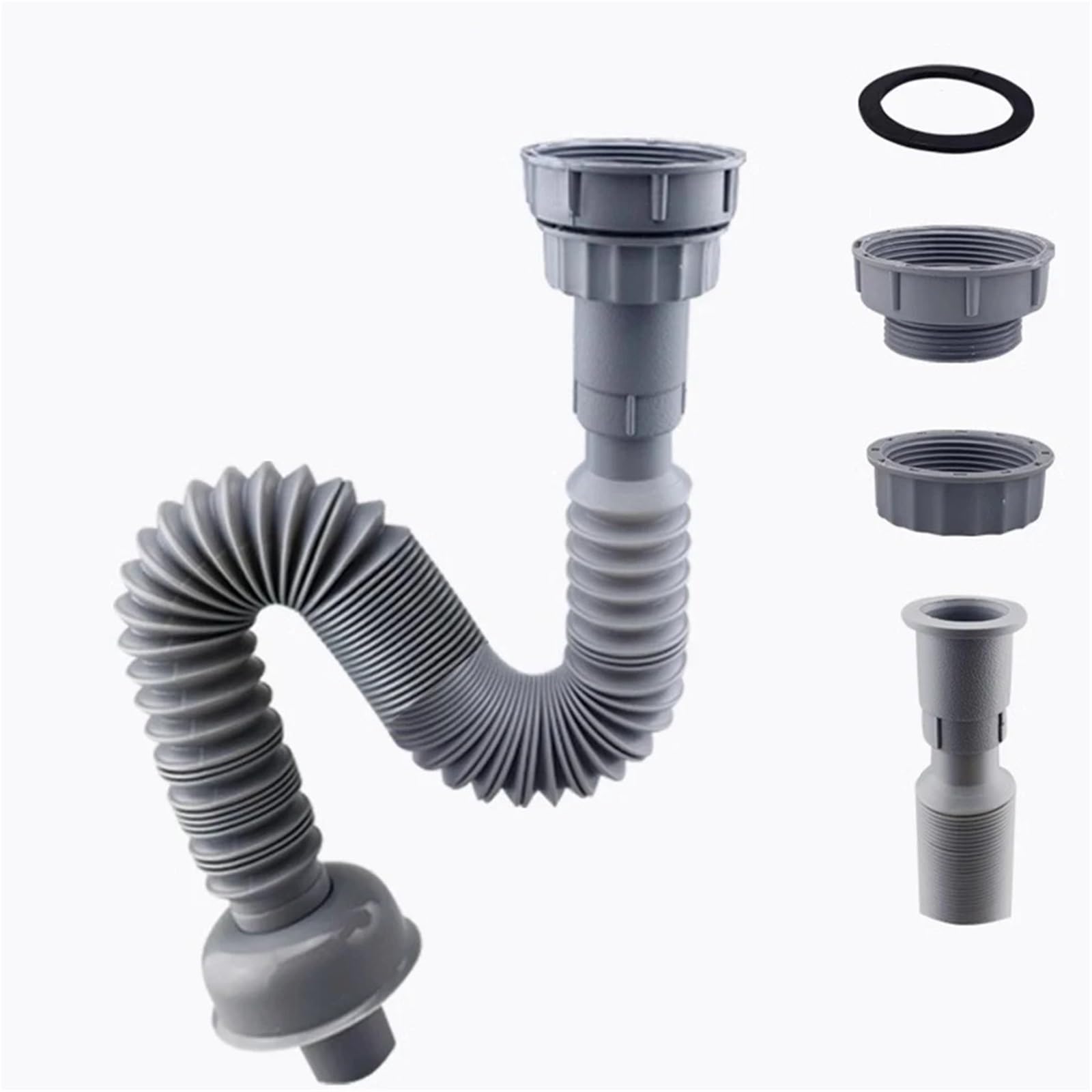 Tubo de desagüe for fregadero cocina, 1 unidad, con interfaz 32/45/56 mm, manguera conexión extensible, repuestos