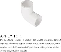 Vista 6 de METALLIXITY Instalación de tubería de PVC, (1/2 pulgadas), 3 piezas, accesorios de tubería de codo de 90 grados, conector de muebles