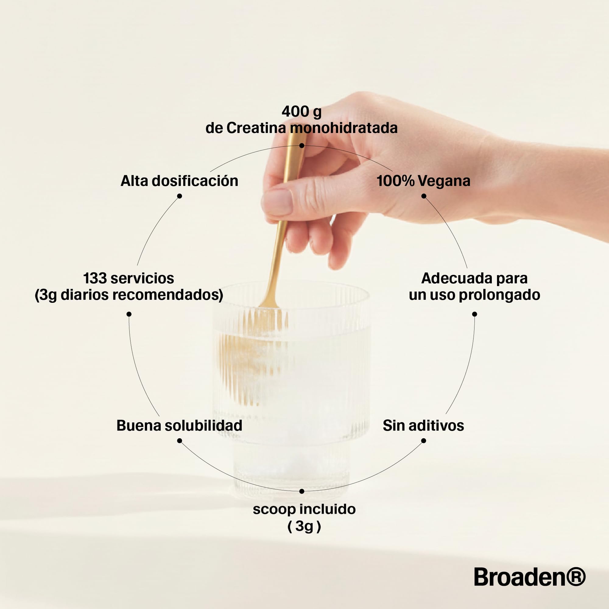 400g Creatina Monohidrata en Polvo Sin Sabor con 133 Dosis | 100% Creatina Micronizada | Incluye Dosificador | Sin Añadidos | Sin OMG, Vegano, Sin Gluten. (400 Gramos, Sin sabor)