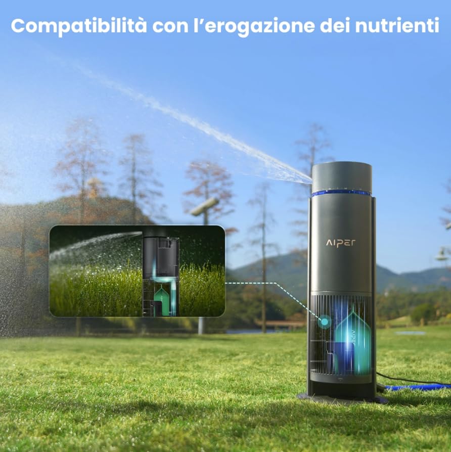 Aiper IrriSense 2 Irrigatore Smart WiFi per Giardino, Sistema di Irrigazione Automatica Intelligente, Copertura fino a 445 m², Controllo da App, Programmazione Automatica (Irrisense) (Irrisense 2)