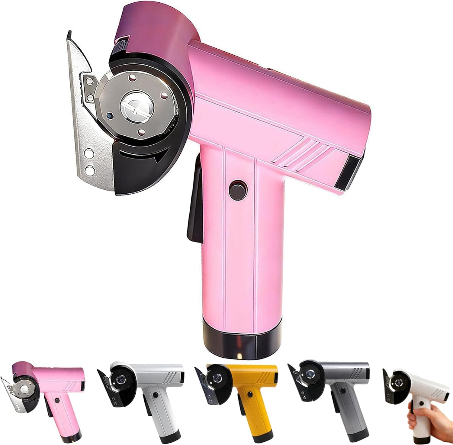 Rechargeable Cordless Fabric Cutter, Cordless Electric Rotary Cutter Fabric Rechargeable, Rechargeable High-Speed Cardboard Cutter, Four Adjustable Speed, Cardboards Packages Leather (pink)