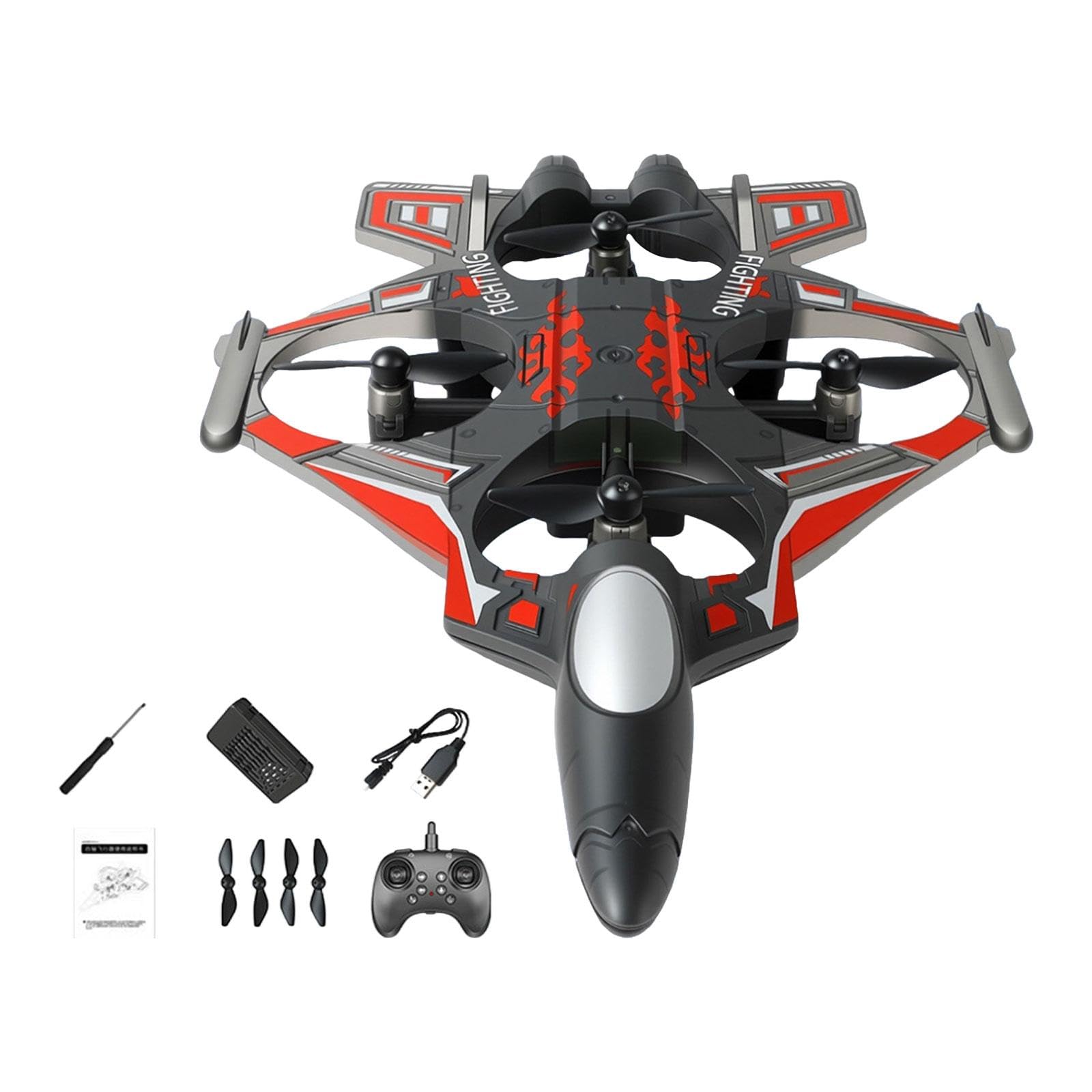 MagiDeal Aereo RC Portatile con Luce, Modello da Combattimento, RC per Bambini, Ragazzi, Adolescenti, Principianti, Regalo, Rosso 1 Batteria