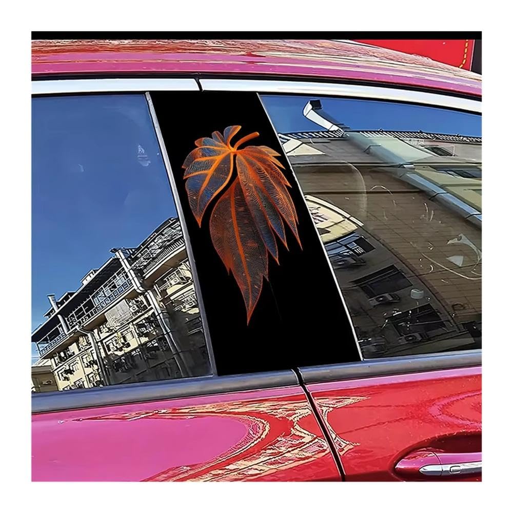 Bertdcx One Color Car Pillar Decals Waterproof Stickers Leaf Vein Pattern Scratch Resistant Film Auto Parts