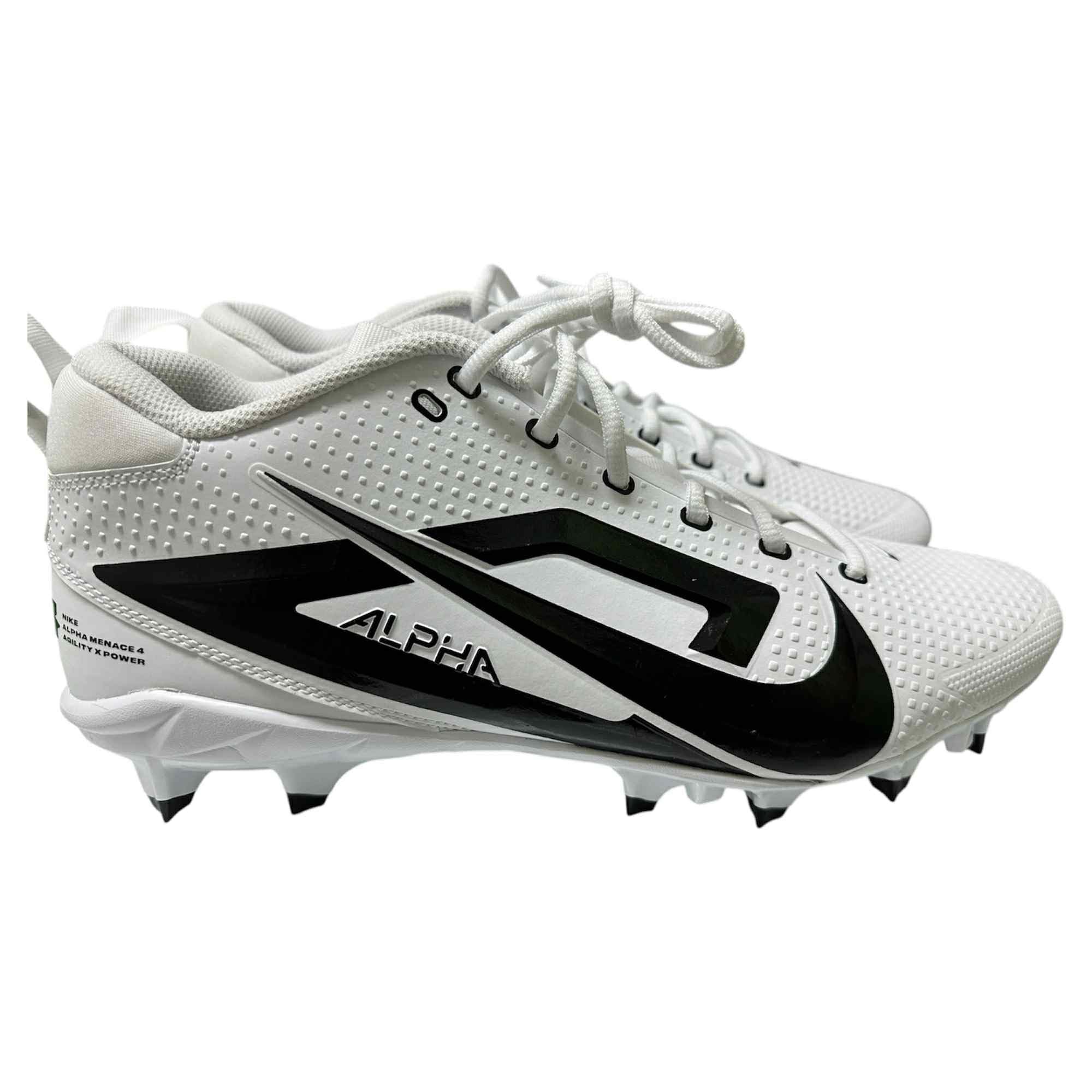 Nike Men's Alpha Menace-4 Wide Football Cleats Shoes White/Black #HM8435-100 - Size Men's 13.5 Wide