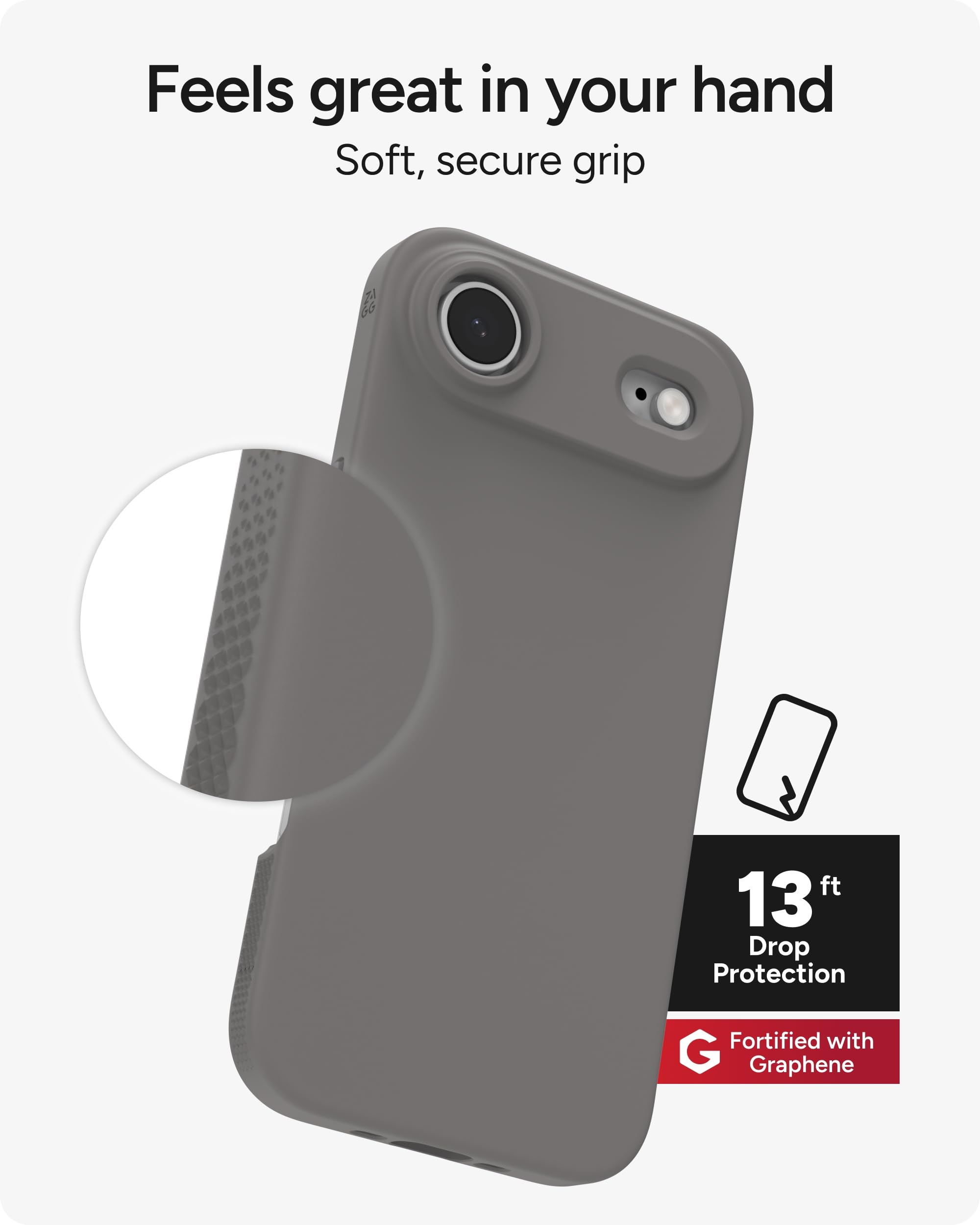 ZAGG Manhattan Snap - Funda para iPhone Air, arcilla gris, protección contra caídas (4 m), silicona suave al tacto, delgada y ligera, superficie lisa y agarre antideslizante, compatible con MagSafe