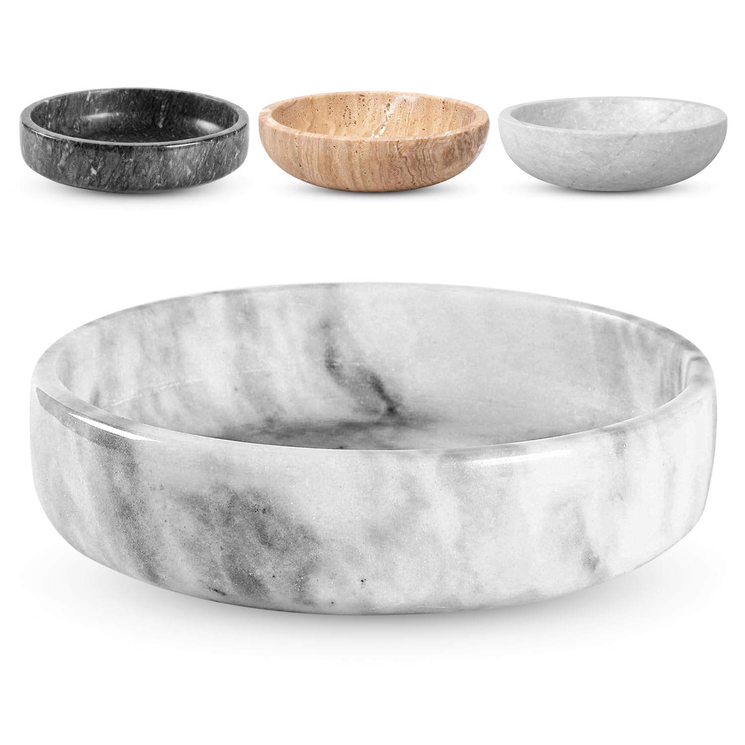 Photo 1 of **SOLD AS IS NO REFUND/RETURN** SEE COMMENTS!~
FNTSTICGOODS Marble Decorative Bowl - 7.5" White/Grey Solid Marble Centerpiece - Handmade Stone Fruit Bowl - Catch-All or Key Bowl for Kitchen - Modern Minimalist Decor