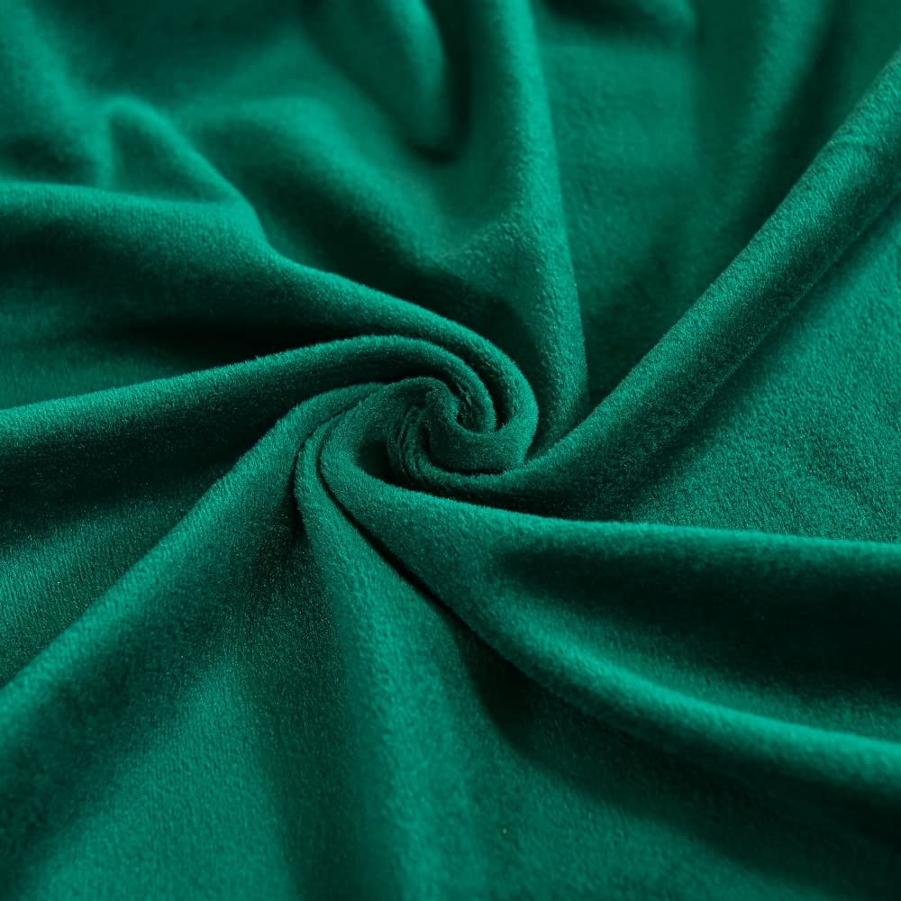 Highdi Velours Housse de Fauteuil à Oreilles Extensible 2-Pièces Couverture de Fauteuil avec Housse de Coussin en T, Couleur Unie Mode Strandmon Housse de Fauteuil Antidérapante (Vert foncé)
