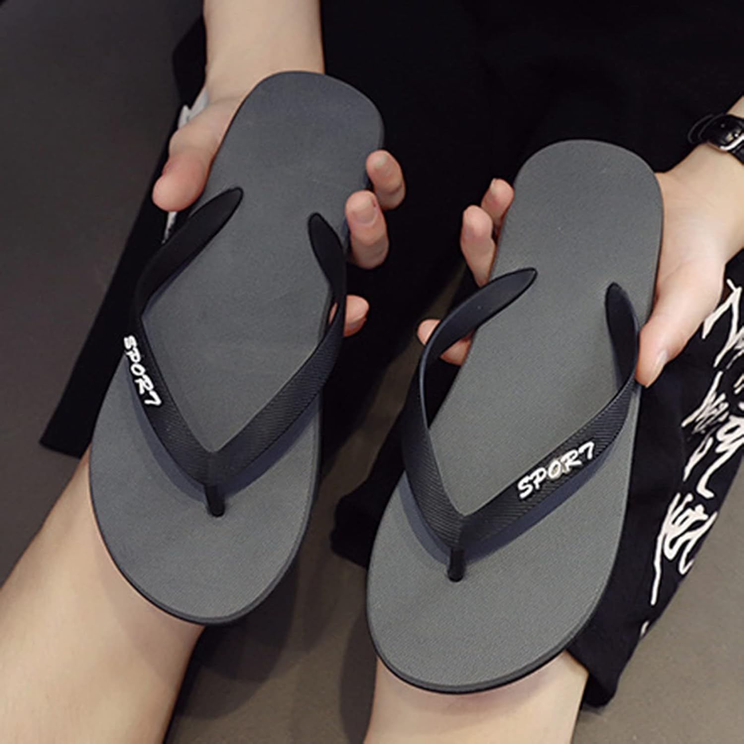 Men’s Sandals Slim Flip Flops for Men Lightweight Water Shoes Flat Sandals Open Toe Comfortable Summer Beach Slippers for Summer Bathroom Pool - Image 3