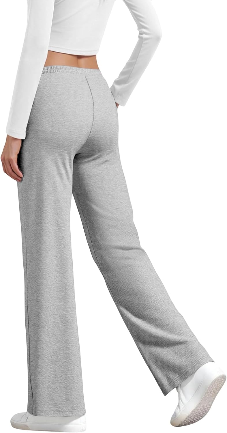 Womens Drawstring Sweatpants, High Waisted Lightweight Lounge Straight Leg Casual Pants with Pockets - Image 5