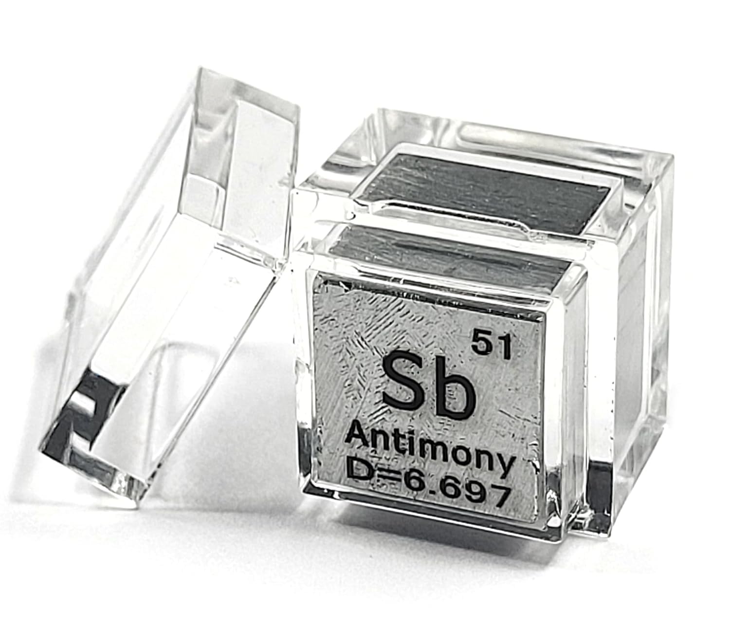 0.39" 10mm Antimony Metal Cube Sb up to 99.9% Pure Periodic Table Element Engraved Density Collection Science Education Display Block Cube + Acrylic Case Box - 1PC โ image 1