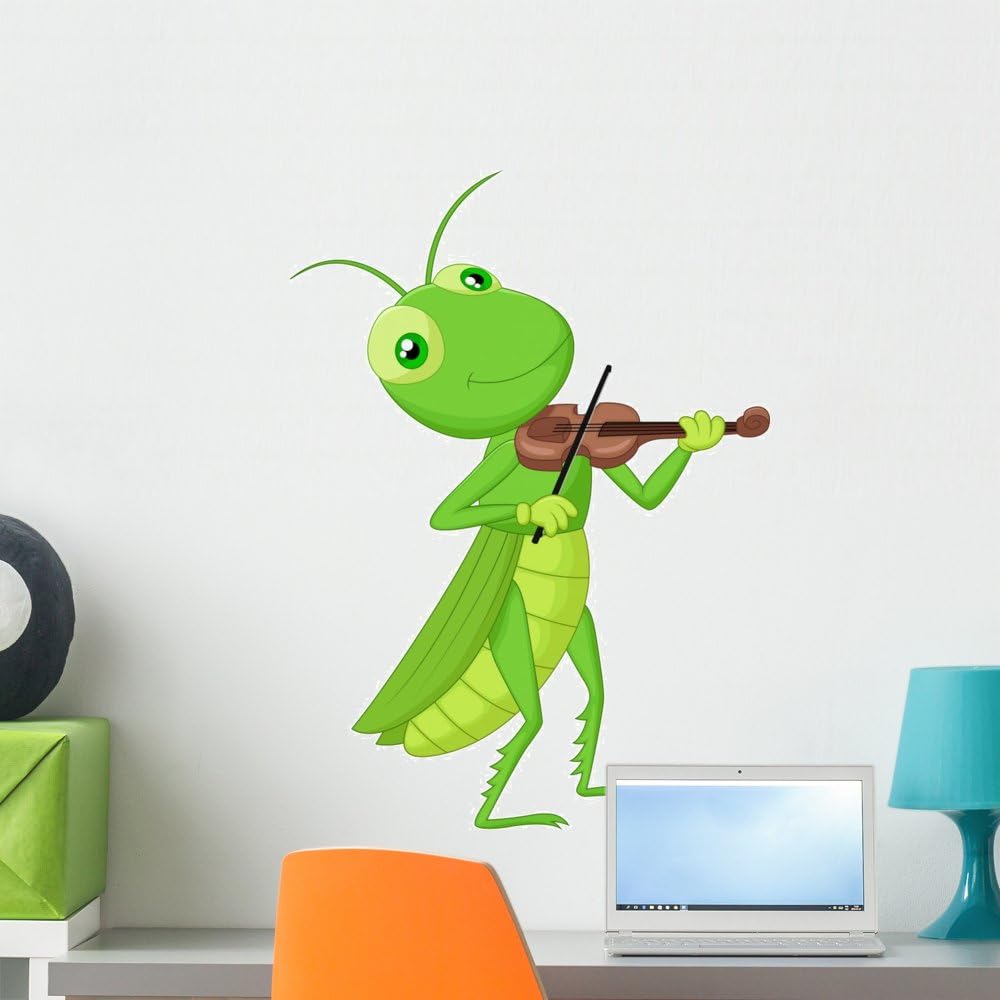 Grasshopper with Violin Wall Decal Peel and Stick Graphic (24 in H x 17 in W) WM68315