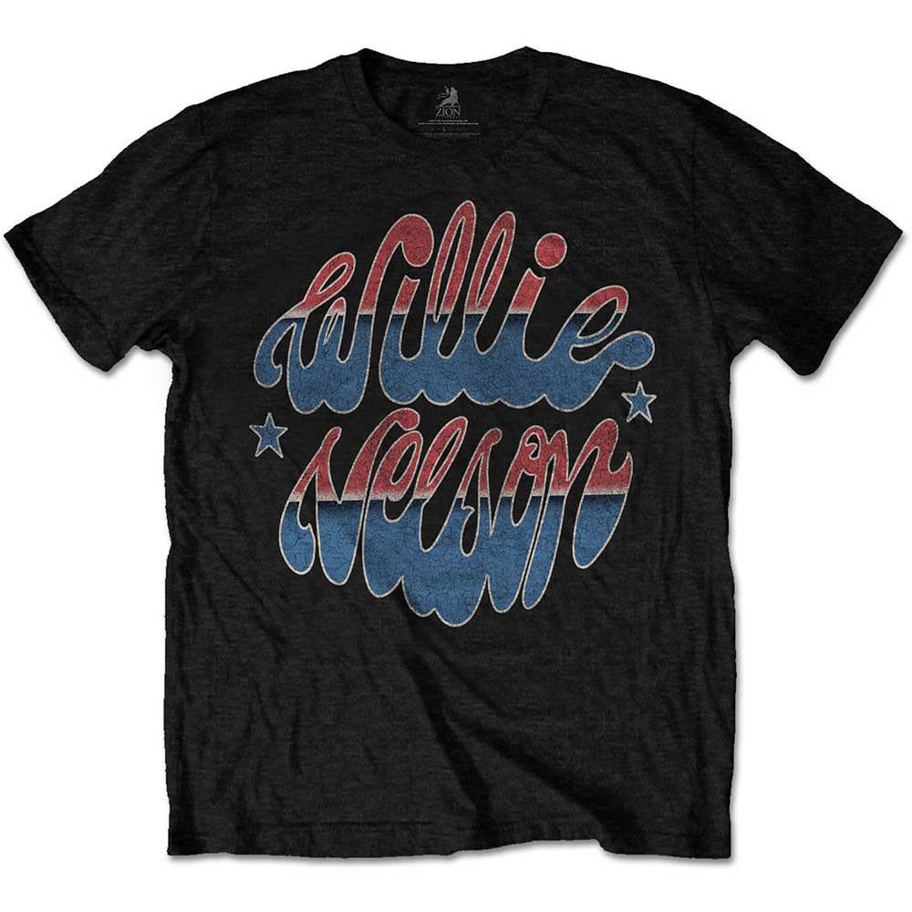 Willie Nelson Men's T-Shirt American Logo Black Size L