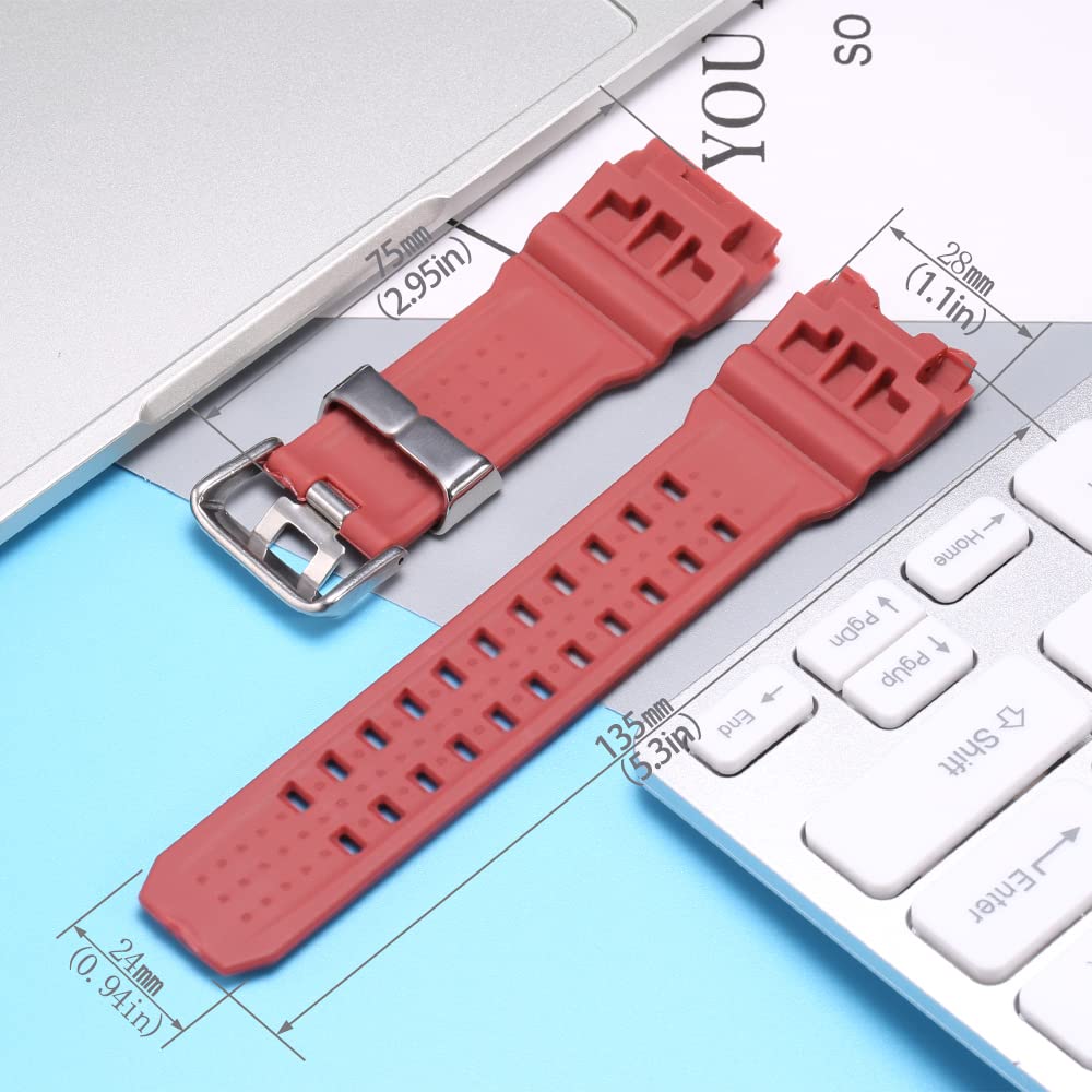 Zapasowy pasek do zegarka z żywicy, kompatybilny z męskim sportowym, wodoodpornym paskiem do zegarka Casio GWG1000 GWG-1000 GB, 28mm, Żywica, Kwarc sztuczny