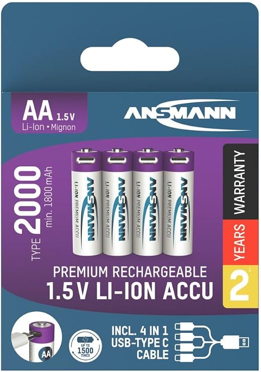 Ansmann AA 2000 Lithium-ion Rechargeable Battery - 8 Pack