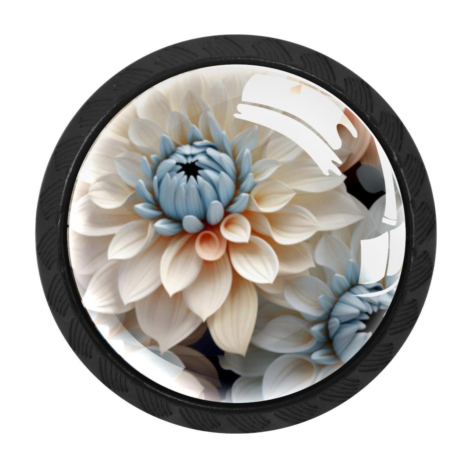 CHENZZZZ 4 pcs Flower Petal Cabinet Knobs Crystal Drawer Pulls for Kitchen, Bathroom Cabinet, Dresser and Cupboard