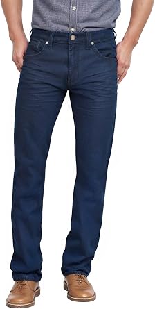 ETHANOL Mens Straight Knit Denim Jeans | Super comfy knit denim, straight leg fit, five-pocket styling, flexible stretch, ideal for casual wear and weekend outings
