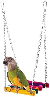 Vktech 5 Pack Colorful Wooden Bird Swing Toys for Parakeets, Cockatiels, Lovebirds - Hammock Hanging Cage Accessories (Style A)