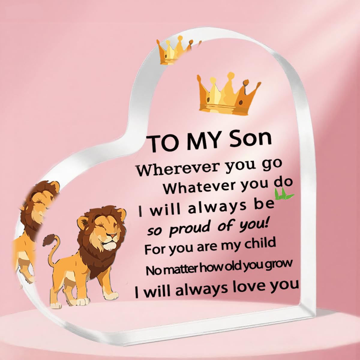 ToVii Son Gifts Son Heart Shaped Acrylic Plaque Son Birthday Gifts from Mum Dad,Son Christmas Graduation Gift Keepsake