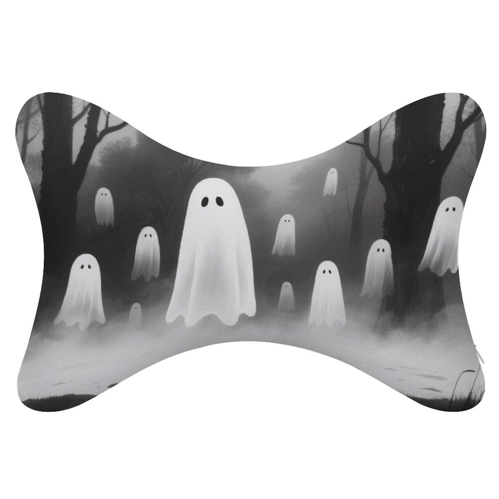 VstaDank Ghost Car Pillow Soft Car Neck Pillow Breathable Dog Bone Shaped Travel Neck Pillows Washable Removable All-Season Universal Cars Head Rest Pillows