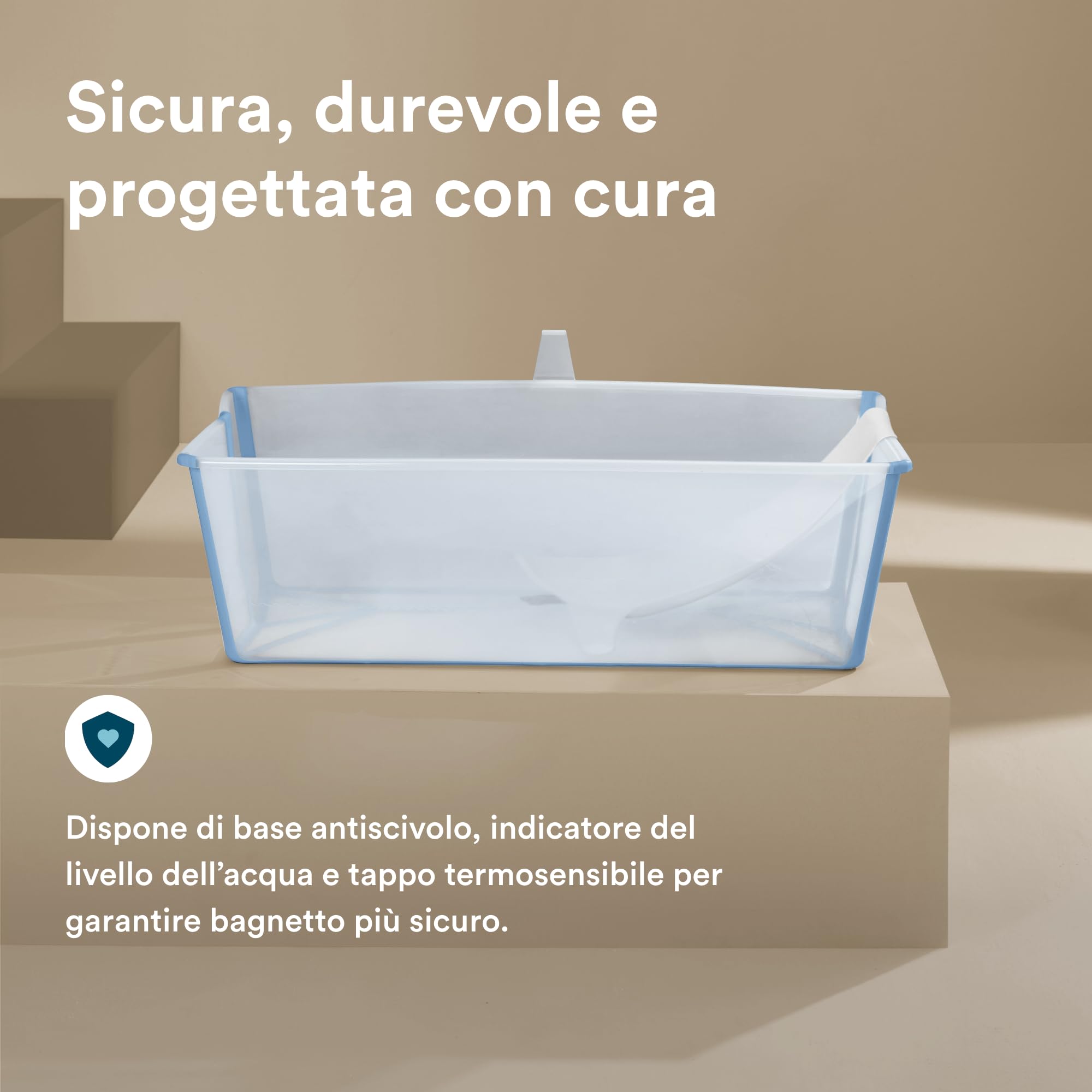 Stokke Flexi Bath XL (Ocean Blue) con Supporto per neonati - Durevole e Facile da conservare - Ideale per neonati fino ai 48 mesi