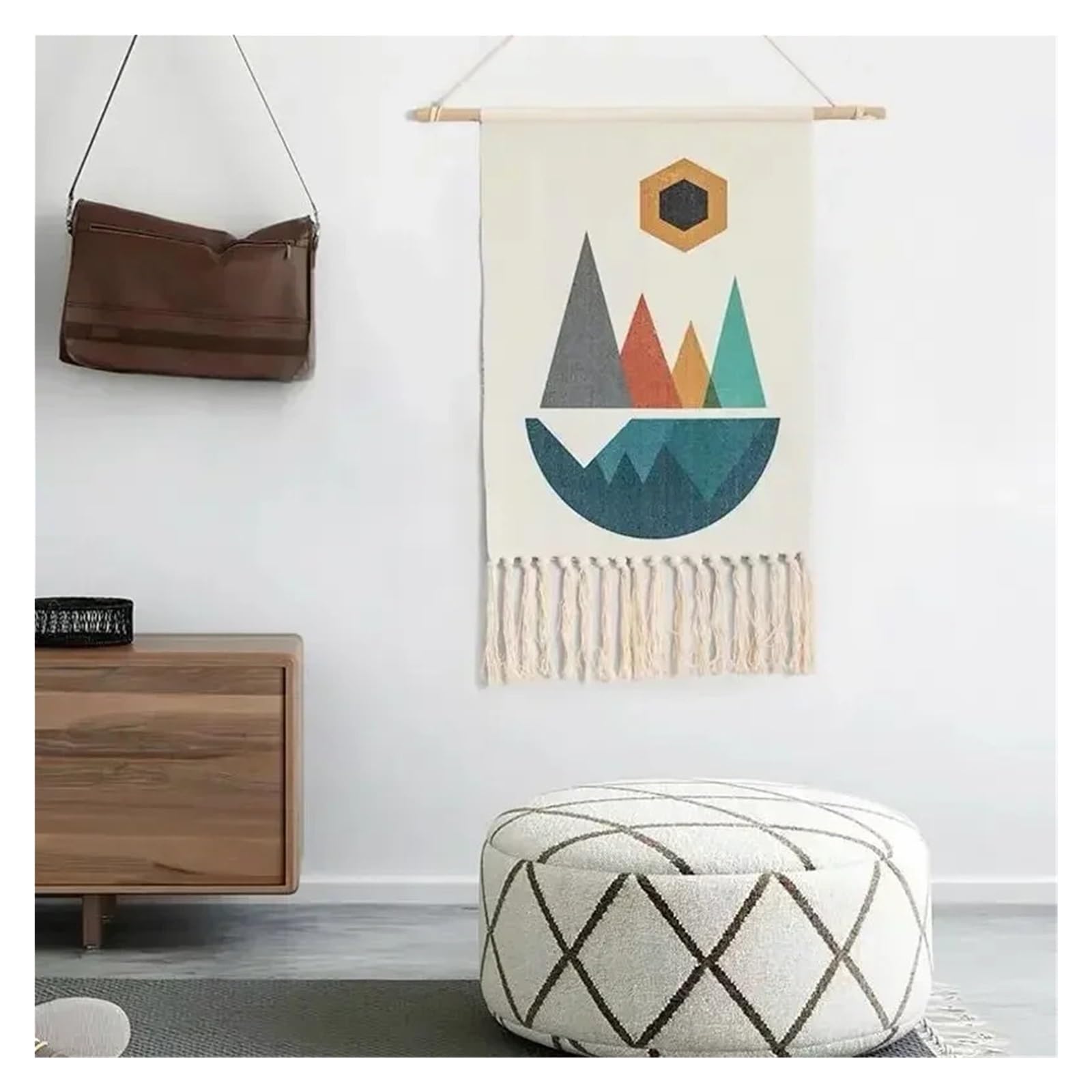 BDFJEDS Tapestry Wall Hanging 50x90cm Macrame Wall Hanging Tapestry Tassel Woven Geometric Canvas Home Decor(Color-11)