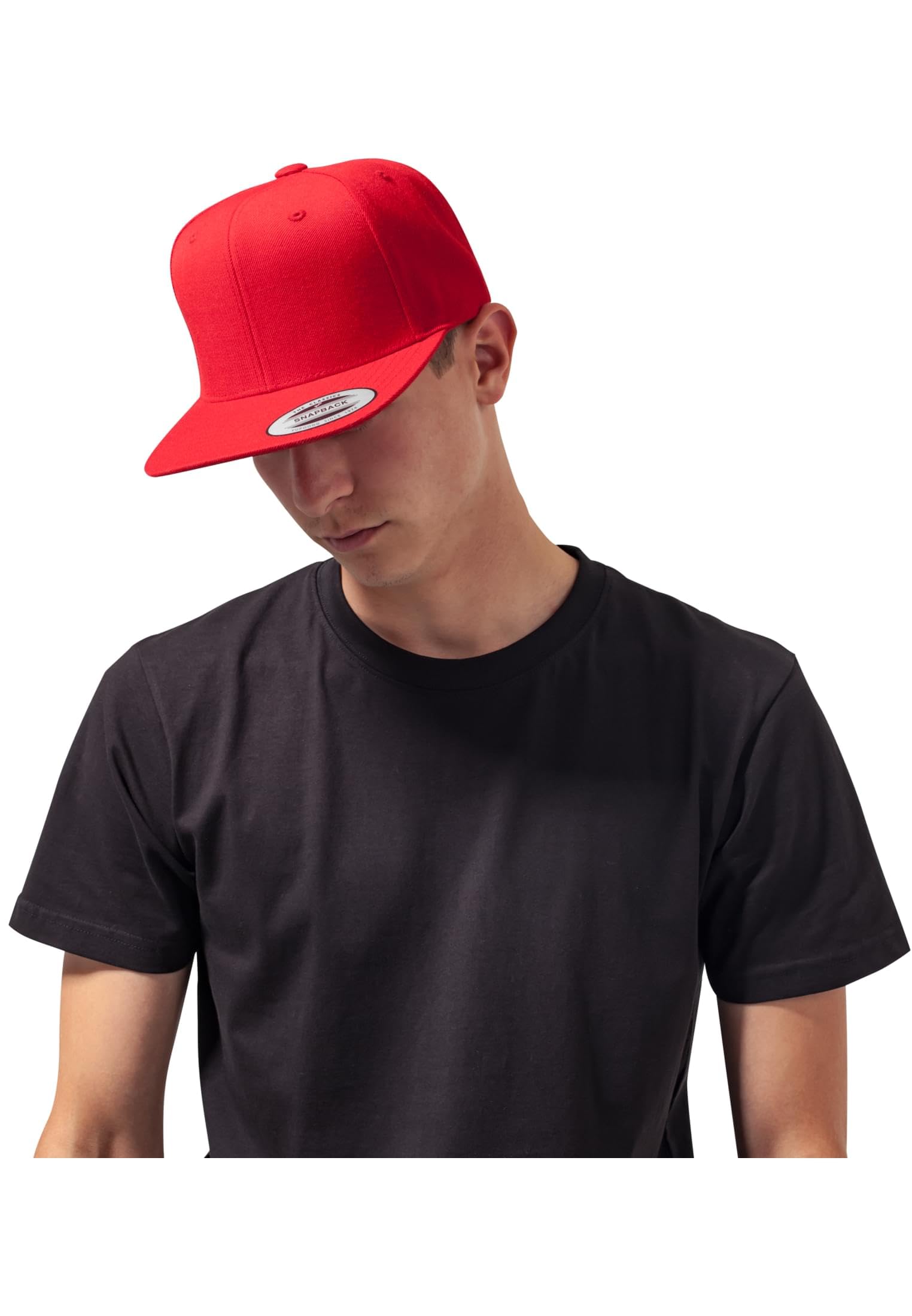 Flexfit Classic Snapback Cap, Mütze Unisex Kappe für Damen und Herren, One Size, Farbe red/red