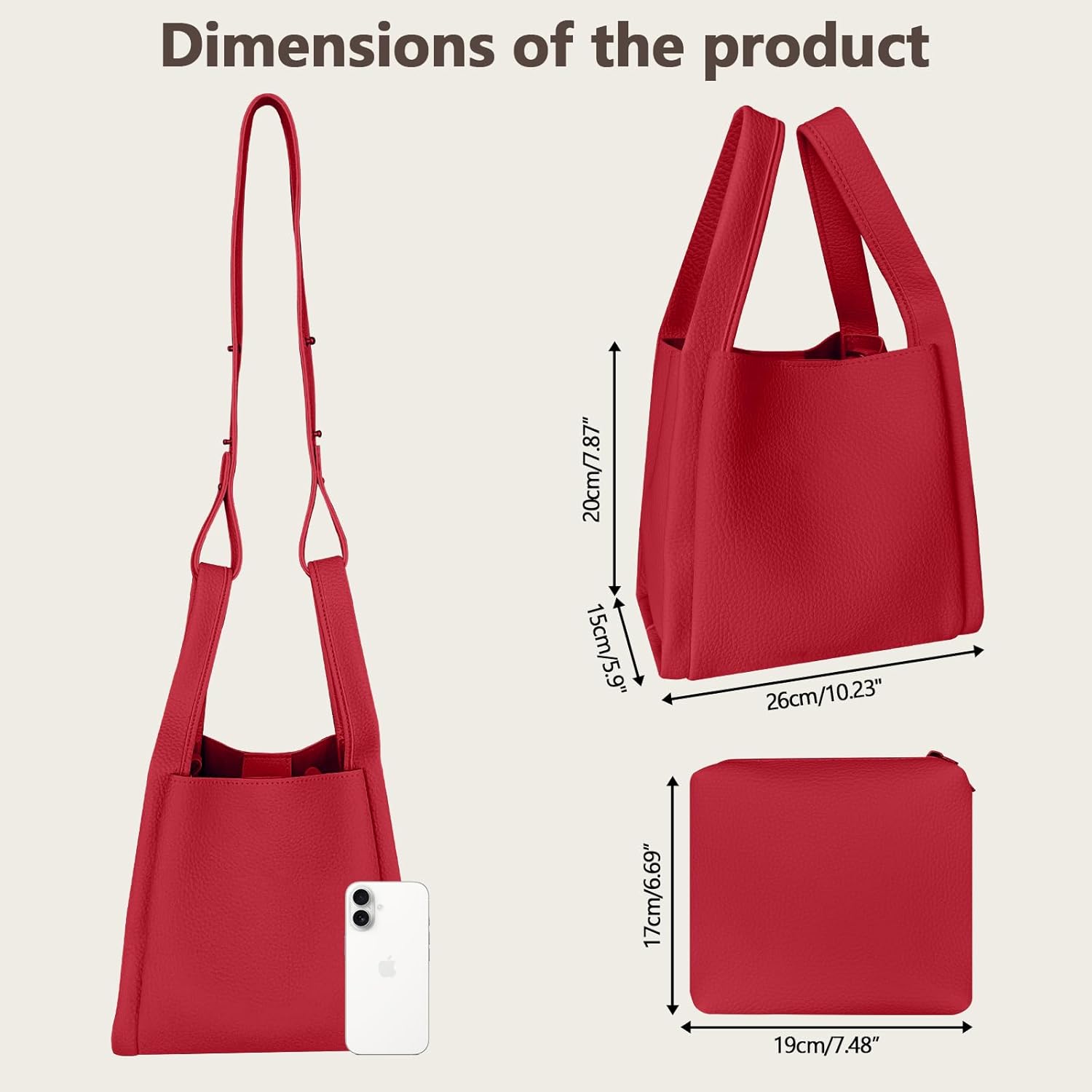 Bucket Bags for Women Leather Crossbody Bucket Handbag Bucket Purses with Removable Shoulder Strap - Image 4