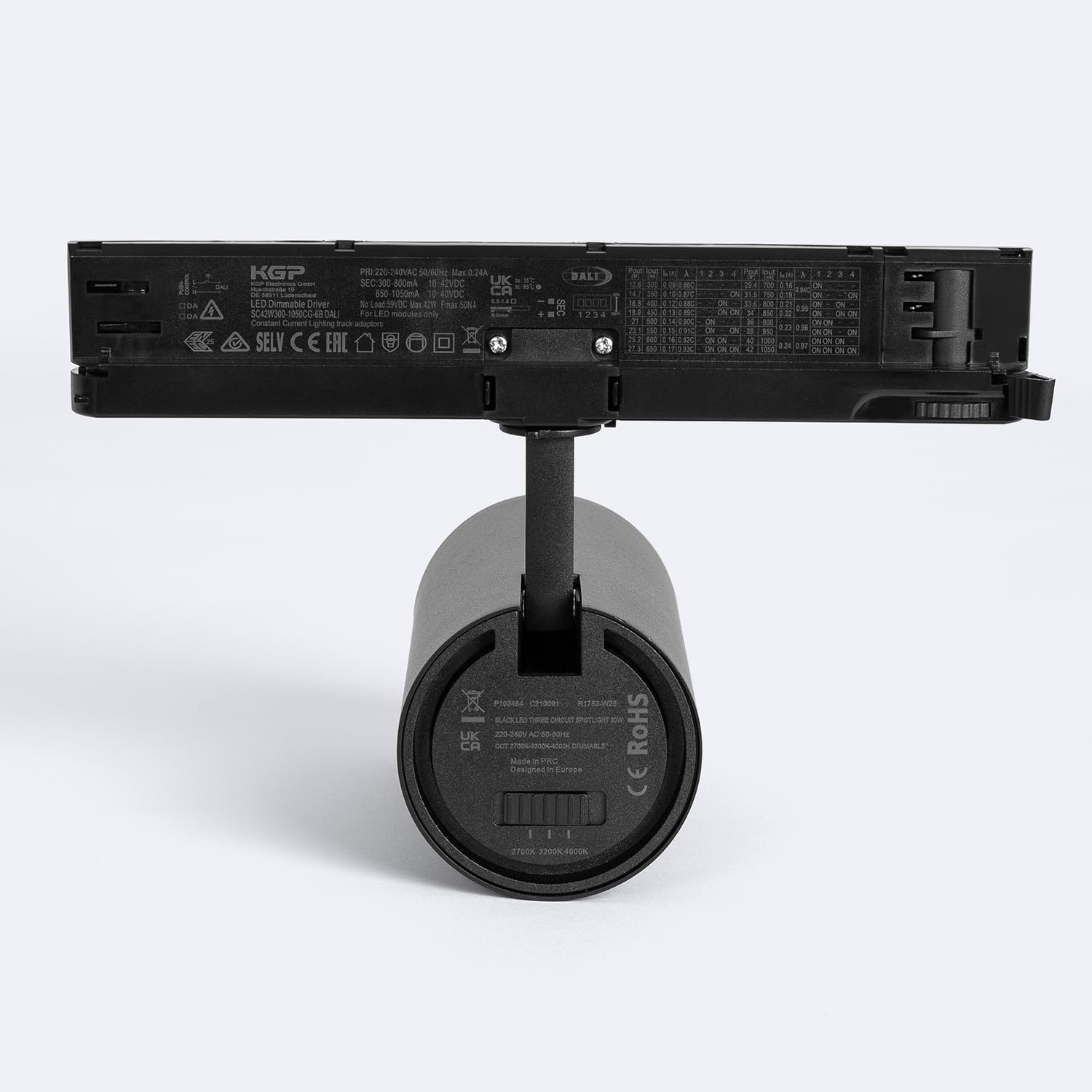 LEDKIA Foco Carril LED Trifásico 30W Fasano Cilindro Bisel CCT Seleccionabl