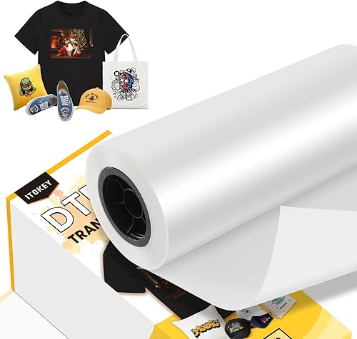 Rollo Flim de transferencia DTF, suministros de impresión de sublimación de 13 pulgadas x 328 pies para camisetas, papel de transferencia para