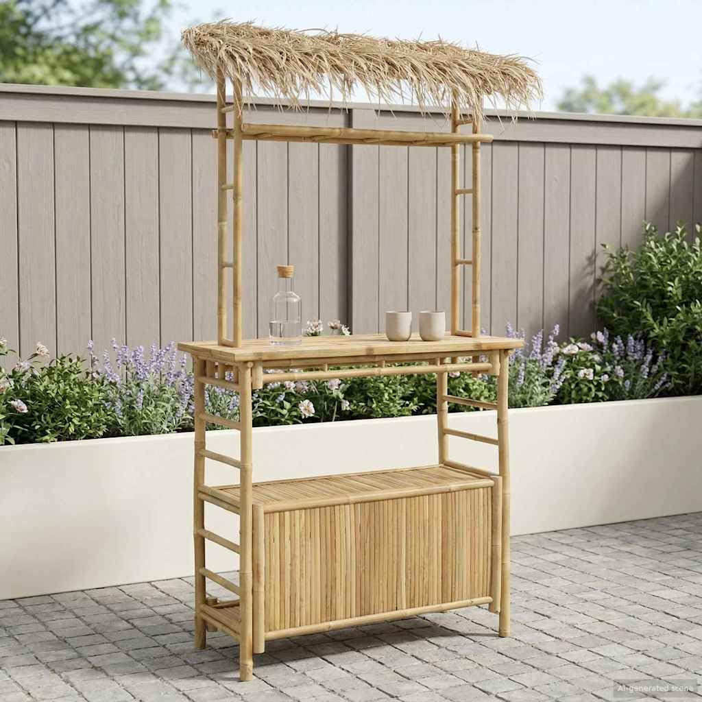 vidaXL Table de Bar extérieure Naturel 110 x 50 x 209 cm Bambou